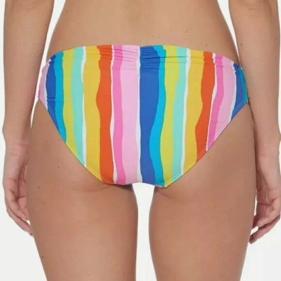Bleu Rod Beattie Multi Rainbow Stripe Ruched Bikini Bottom 8 NWT - Picture 2 of 5